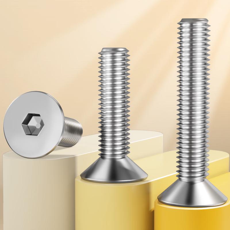 M6x10mm 304 Stainless Steel Flat Head Hex Screws (10-Pack)