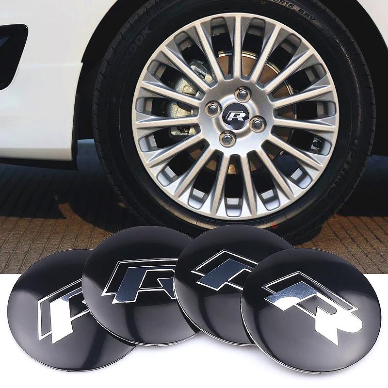 4pcs 56mm Car Wheel Center Cover Stickers Hub Cap Sticker For VW Golf Polo Tiguan Touran Jetta Passat CC T5 GTI Scirocco Magotan xm1