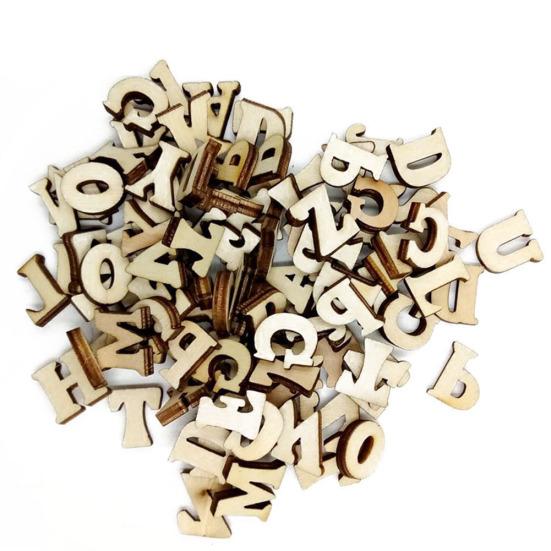 100 Pcs Mixed Wood Alphabet Letters Numbers Button DIY Craft Sewing