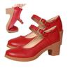  Mary Jane shoes square heel ankle strap round toe  high heel pumps female comfortbale soft sole party wedding red shoes