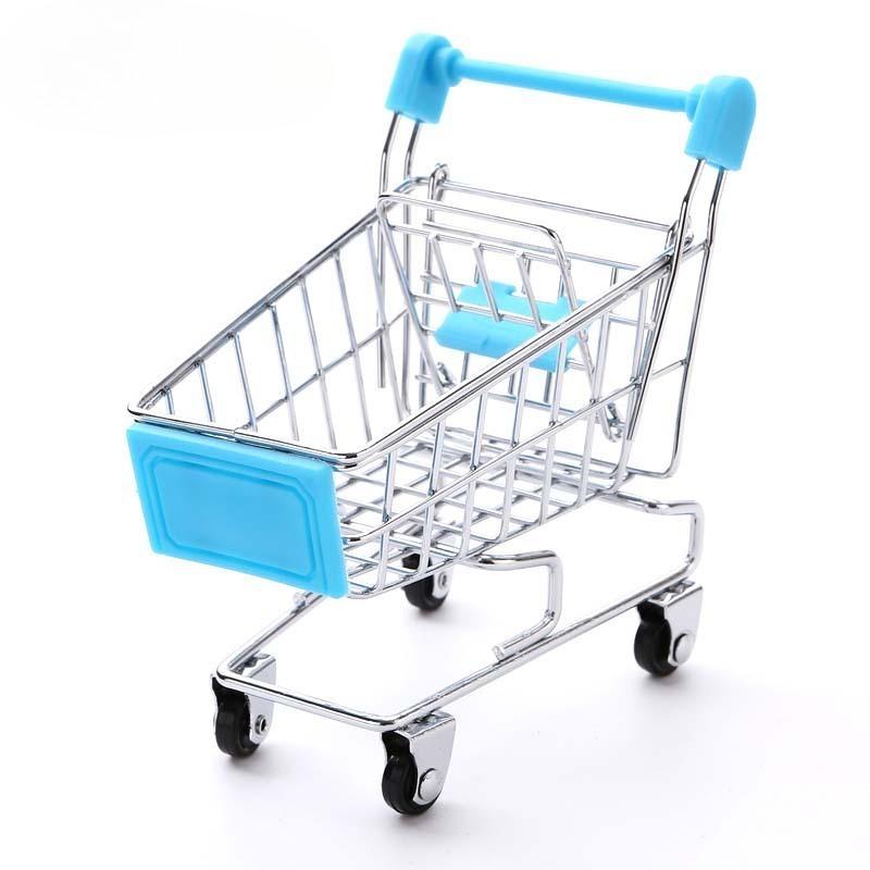 1:48 Mini Supermarket Shopping Trolley Cart Desktop Model Children's Toys Home Decoration Miniature