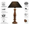 58 Cm Floral Carved Black Wood Table Lamp with Green Shade Bedroom, Dining Room, Hotel Room, Living Room, Office Decorative Bulb Not Included