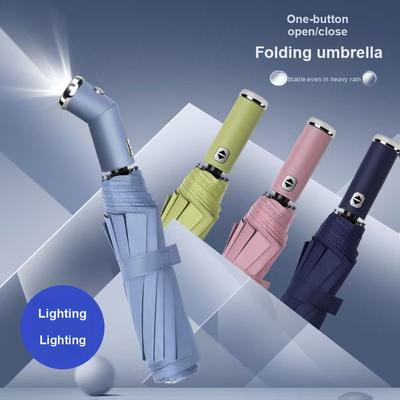 New LED Flashlight Umbrella Combo Multi-Function Folding Umbrella with Strong Light, Windproof and Sunscreen - Factory