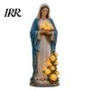 Decoración Cristiana para Jardín Resistente a la Intemperie Virgen María Luz, Estatua para Exteriores con Rosa Brillante LED, Figura Lámpara Madre Bendita Suave Brillo Dorado para