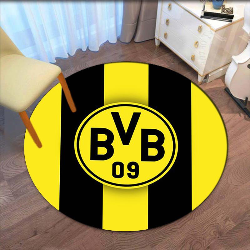 Alfombra Redonda Impresa Borussia Dortmund Alfombra para Silla Alfombra de Área Felpudos para Entrada, para Silla de Oficina Sala de Estar Dormitorio Cocina.