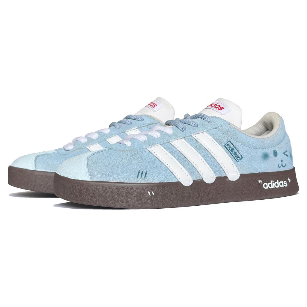 Adidas VL COURT 2.0 Lunar Post, Blue Baby Cushioning Low top Skateboard Shoes Unisex Blue White HQ1802(TeamK-)