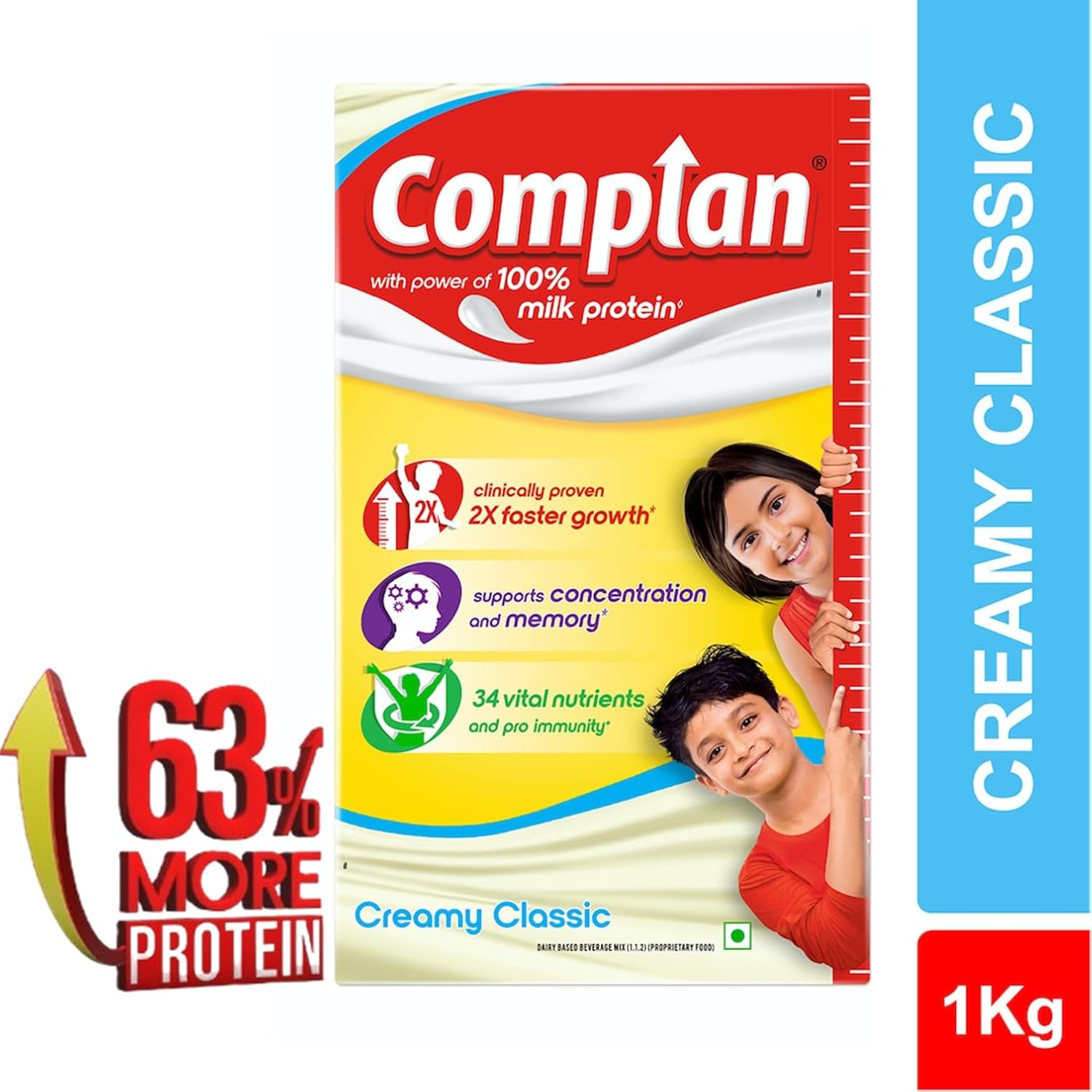 

Complan Nutrition Drink Powder for Children Creamy Classic Flavour 1 Kg Pack of 1 Healthy Growth Beverage
