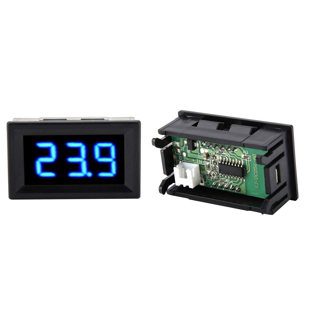 Voltage Meter, Voltmeter 0.56inch Two Wire Digital LED Display Voltage Meter for 12V 24V Battery Car (Font Backlight Color Blue)