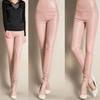 Damen Sexy Einfarbig Kunstleder Leggings Hohe Taille Ultra Dünne Bleistifthose