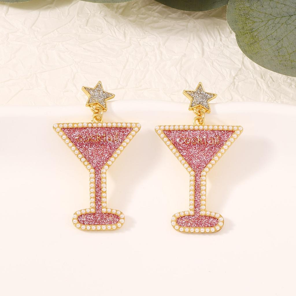 Explosive Carnival New Year's Wine Glass Earrings Creative Diamond-set Fashion Temperament Earrings Earrings