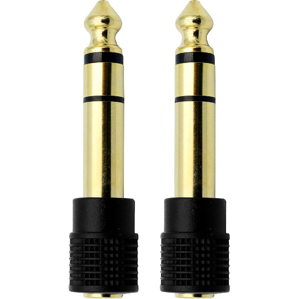 Chadou Audio Adapter 6.35mm (1/4 inch) Male to 3.5mm (1/8 inch) Female Stereo Headphone Connector Gold Plated, 2 Pack