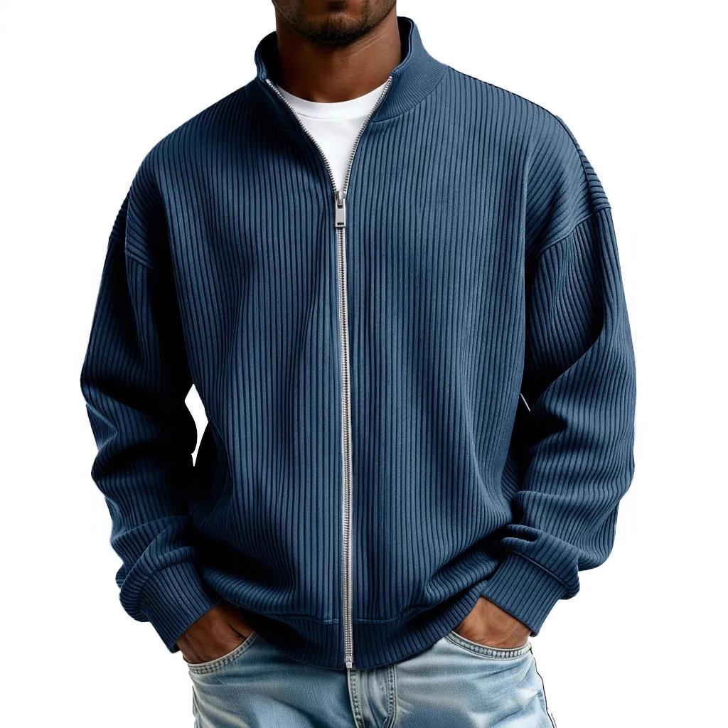 Felpa con cappuccio da uomo con zip intera Giacca Mezza zip Collo alto Maglione a maglia grossa Casual Caldo Capo esterno Autunno Inverno