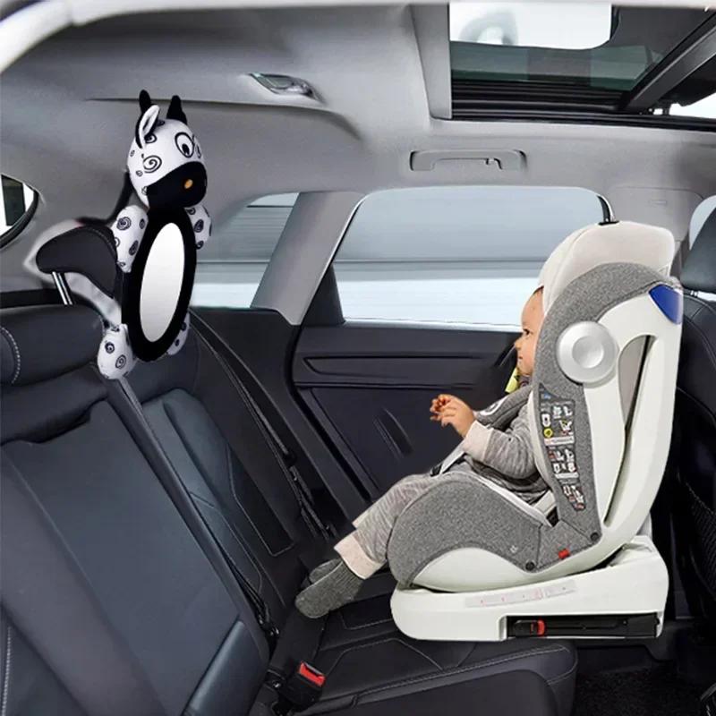 Espejo Retrovisor para Asiento Trasero Blanco Negro Espejo para Coche de Bebé Espejo Retrovisor para Reposacabezas de Asiento de Seguridad Monitor para Niños en Coche Mirando Hacia Atrás