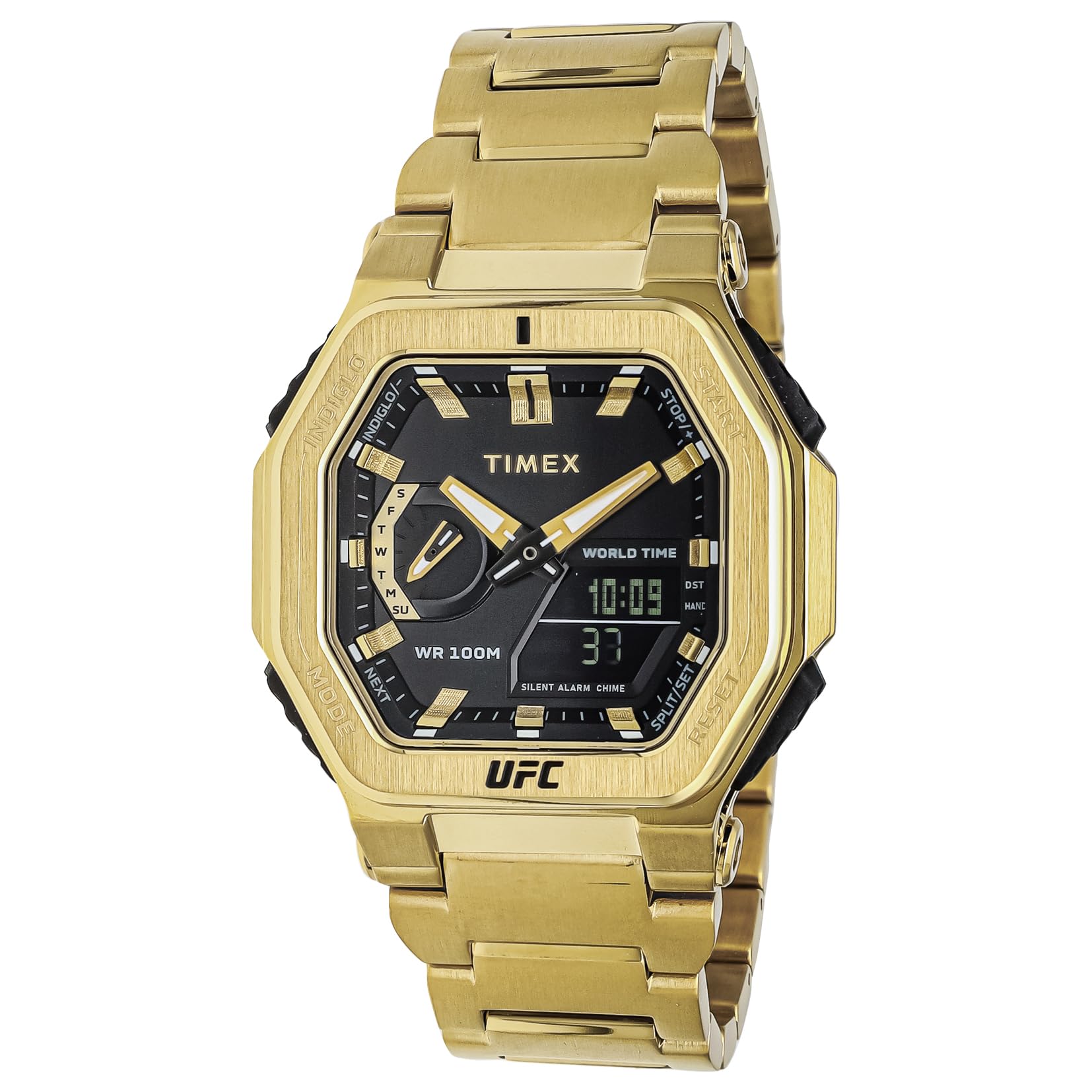 

Годинник UFC Colossus Black Dial Quartz 100M Waterproof Mineral Glass 45mm TW2V84500 Gold [TIMEX] для чоловіків [Елемент] чорний