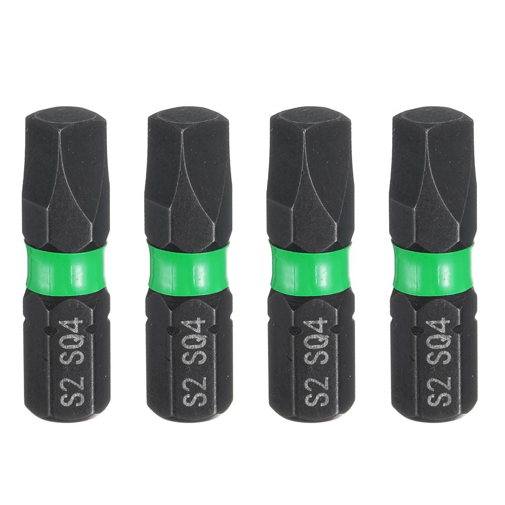 2/4/8pc SQ0/SQ1/SQ2/SQ3/SQ4 Square Screwdriver Bit 1/4" Hex Shank 25mm/1" Length Magnetic 4 Point Head Hex Bits Screw Driver Bit