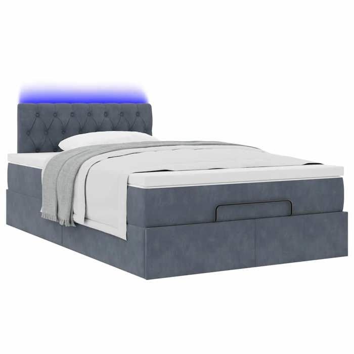VidaXL Cadre de lit ottoman et matelas gris foncé 120x200 cm velours 3312687