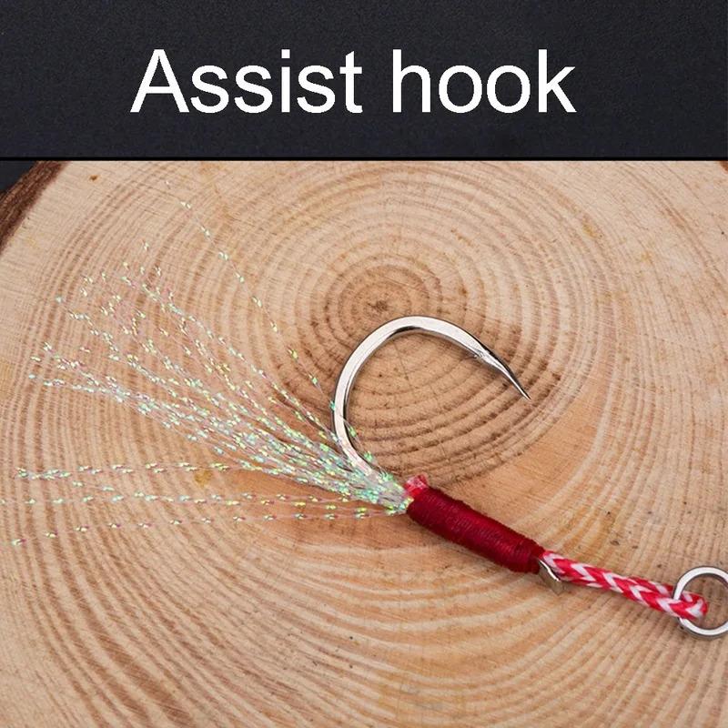 Slow Jigging Lures With Assist Hooks Barbed Single High Carbon Steel Feathered Jigs 20 Or 100 Pcs