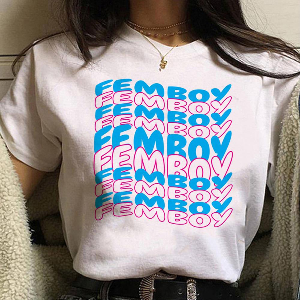 Femboy top women manga Tee girl comic clothes