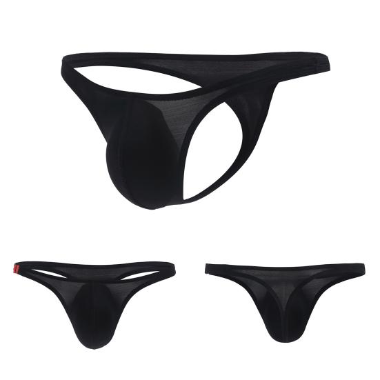 Men Briefs T Shape Thin High Elasticity Solid Color U Convex Pouch Male