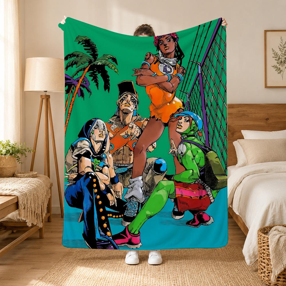 JoJos Bizarre Adventure Anime Throw 240g Flannel Blanket, Suitable for Sofas, Beds, Offices, Exquisite Gift Blankets