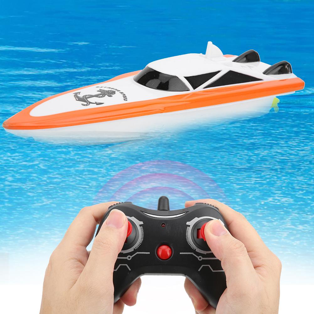 ABS 2.4G Remote Control 4 Channels Mini RC Boat Electric Ship Model Children Water ToyOrange 100B4