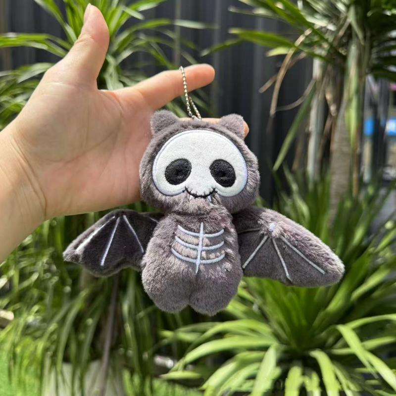 Lustige Cartoon Halloween Skelett Fledermaus Plüschpuppe Anhänger Schlüsselanhänger Kreativ Niedlich Rucksackzubehör Für Kinder Feiertagsgeschenke