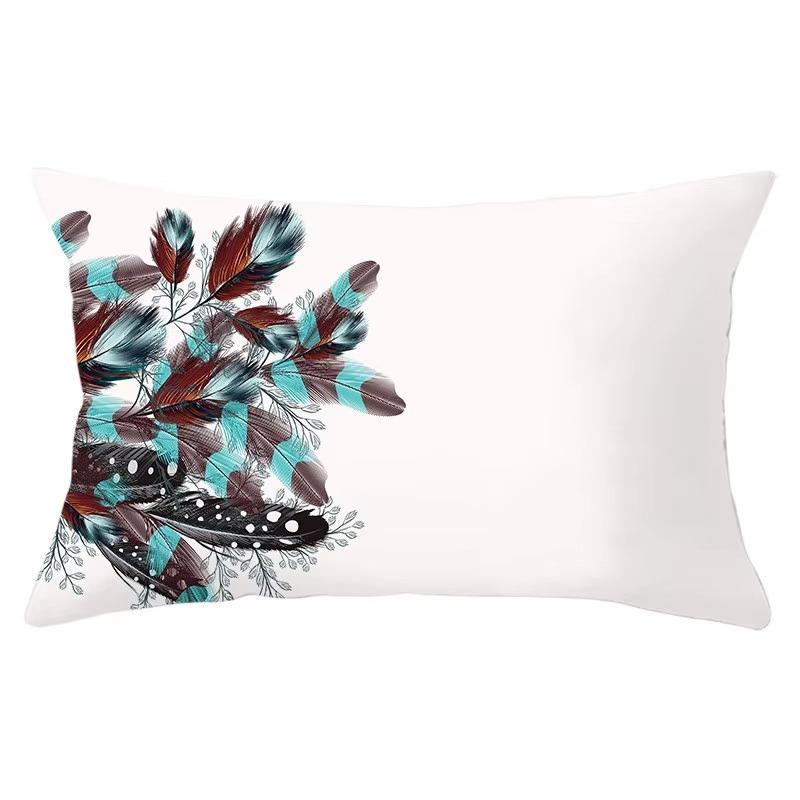 30X50cm Feather Pattern Printed Decorative Cushion Bedroom Living Room Backrest Home Rectangular Pillowcase