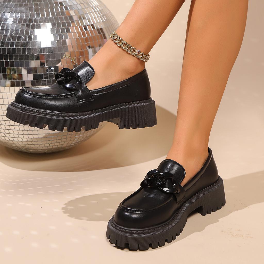2025 Spring New Loafers Women's British Style One-pedal JK Student Platform Thick Heel Small Leather Shoes Women's Shoes