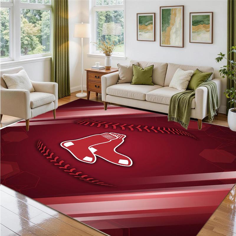 Boston Red Sox Design Kristall-Samt Teppich Weiche Dekorationsmatte für Schlafzimmer Eingang
