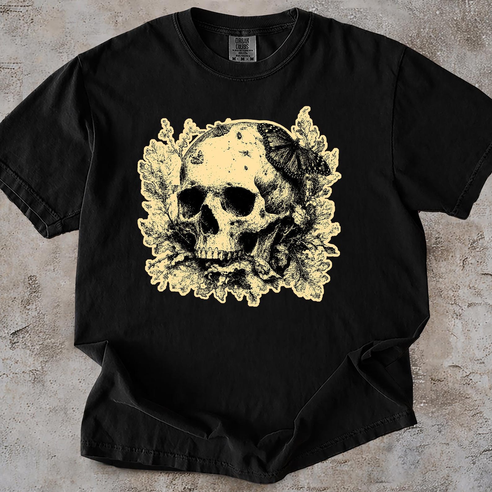 Floral Skull Comfort Colors T-Shirt, Gothic Skull Graphic Tee, Vintage Botanical Goth Shirt, Witchy Grunge Clothing, Alt Gift Tee 3XL