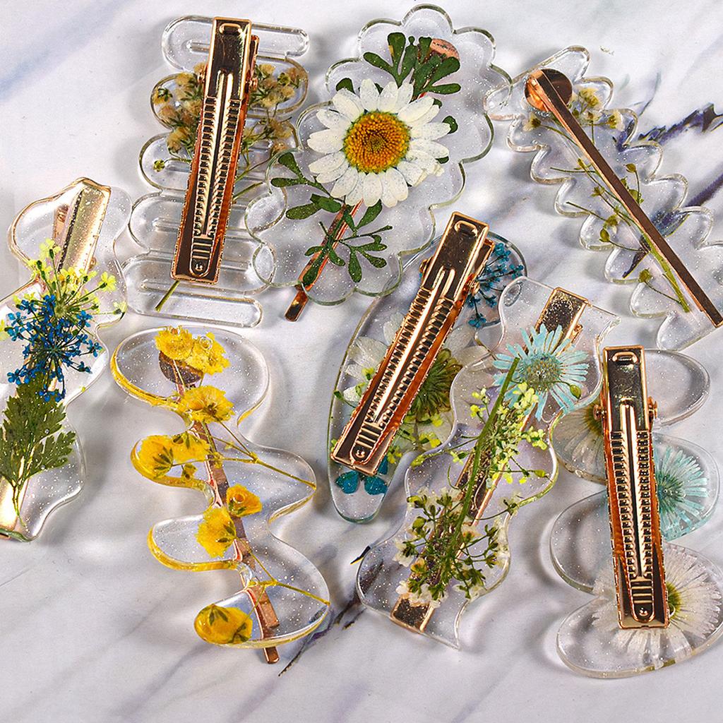 Silicone Hairpin Resin Molds, Hair Clip Clamps Models Hair Clips Silicone Resin Jewelry DIY Hand Making Hair Clip Mold