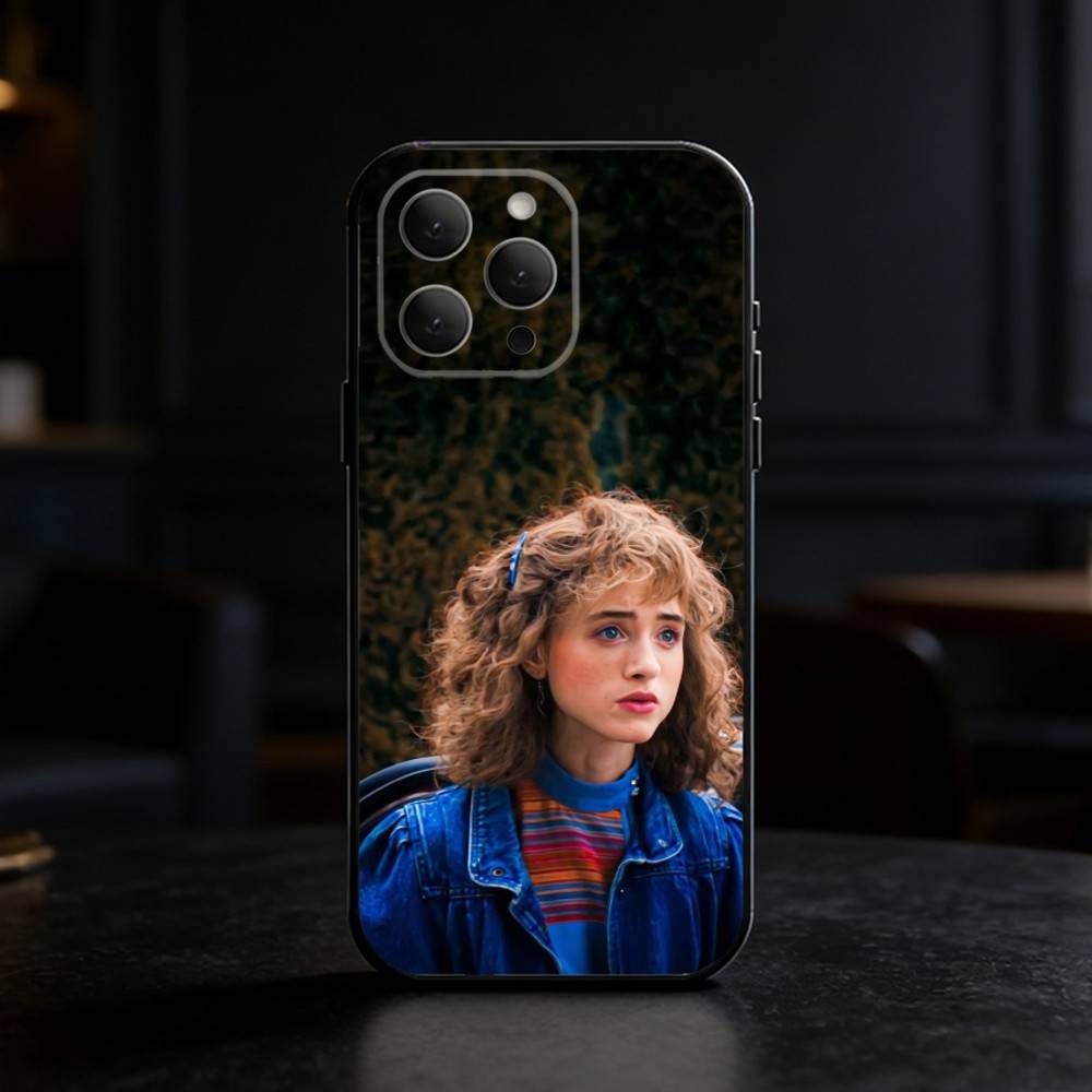 Retro Chic Vibe Natalia Dyer Phone Case For iPhone 17,16,15,14,13,12,11 Plus,Pro Max,SE4Soft Silicone Black Cover