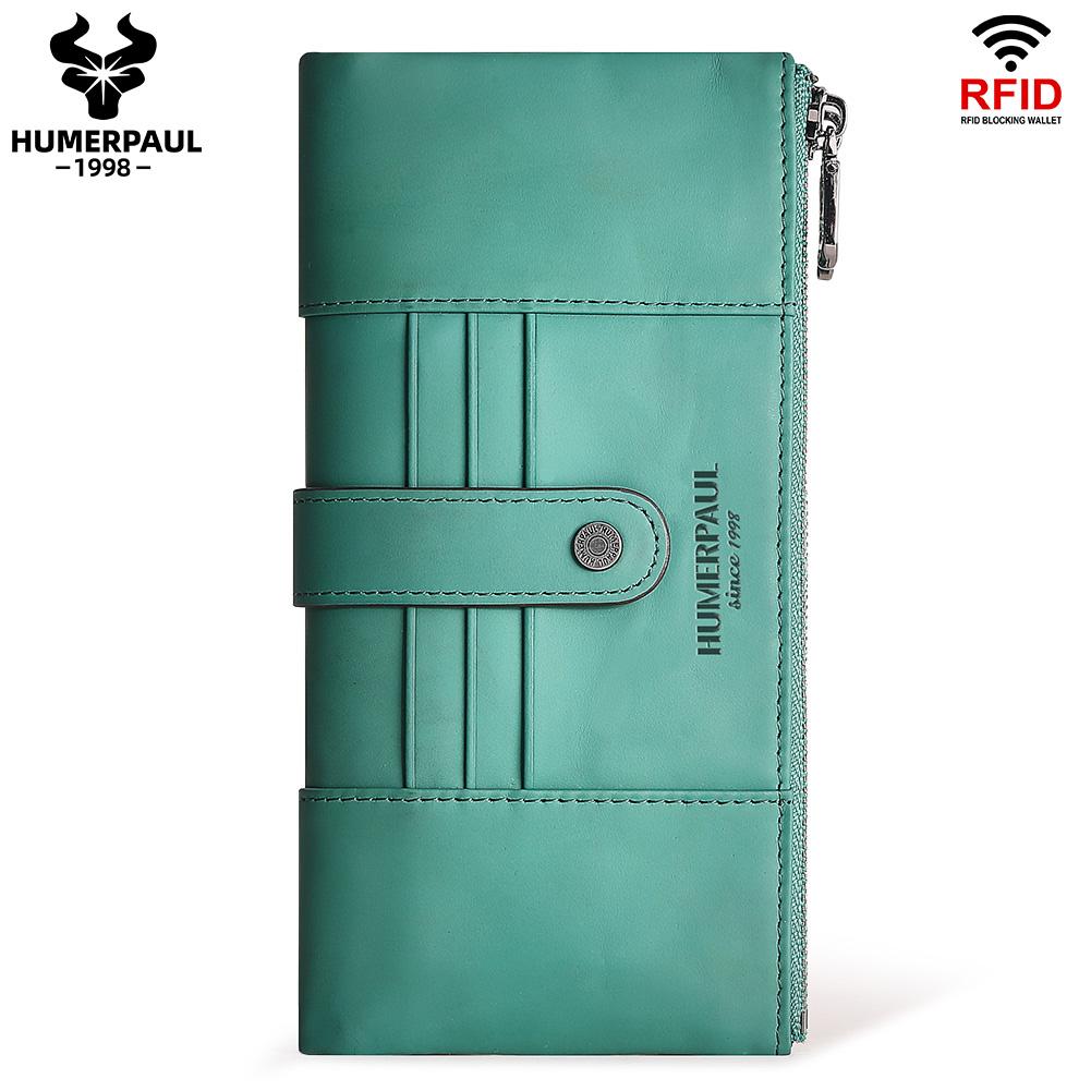 Humerpaul Women Leather Wallet Hand-held Wallet Large-capacity Multi-function First-layer Cowhide Wallet Folding Coin Purse