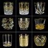 Creative Hand-painted Gold Line Crystal Glass Whiskey Foreign Wine Cup Household Water Cup Engraved Juice Cups