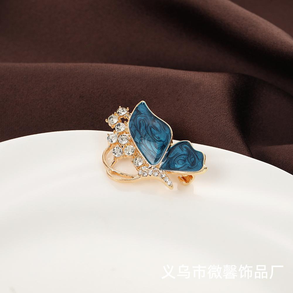 Retro blue butterfly high-end brooch trendy personality temperament jacket cardigan anti-light corsage pin