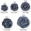 3/5PCS Blue Artificial Flowers Heads Fake Flowers Wedding Decoration Bride DIY Clothes Headwear Accessory Craft Gifts Ornament