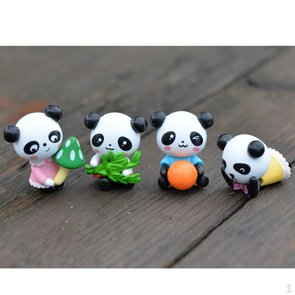 4 Piece Micro Landscape Mini Resin Bonsai Fairy Garden Decor Cute Panda