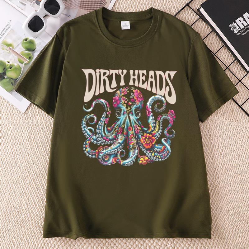 Dirty Heads Octopus TShirt Unisex Unisex Cotton Round Neck Printed Tshirt Casual ShortSleeve T Shirt Comfortable Clothing