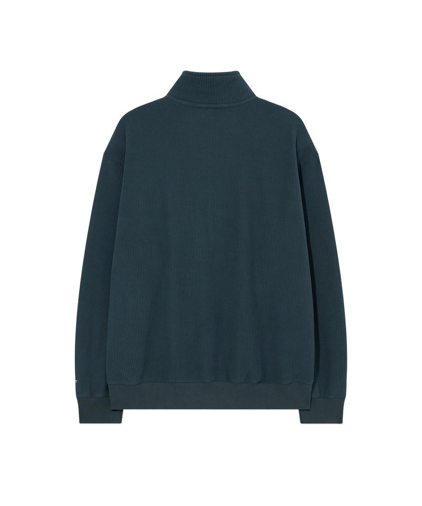COVERNAT Small C Logo Corduroy Half-Zip Teal Blue
