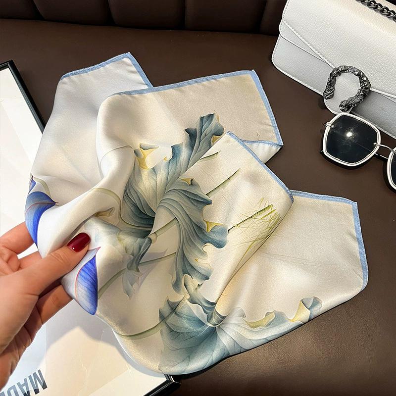 New 100% Natural Real Silk Scarf Women Bandana Square Scarves Wrap Kerchief Mulberry Spring Fashion Luxury High Quality Hijab