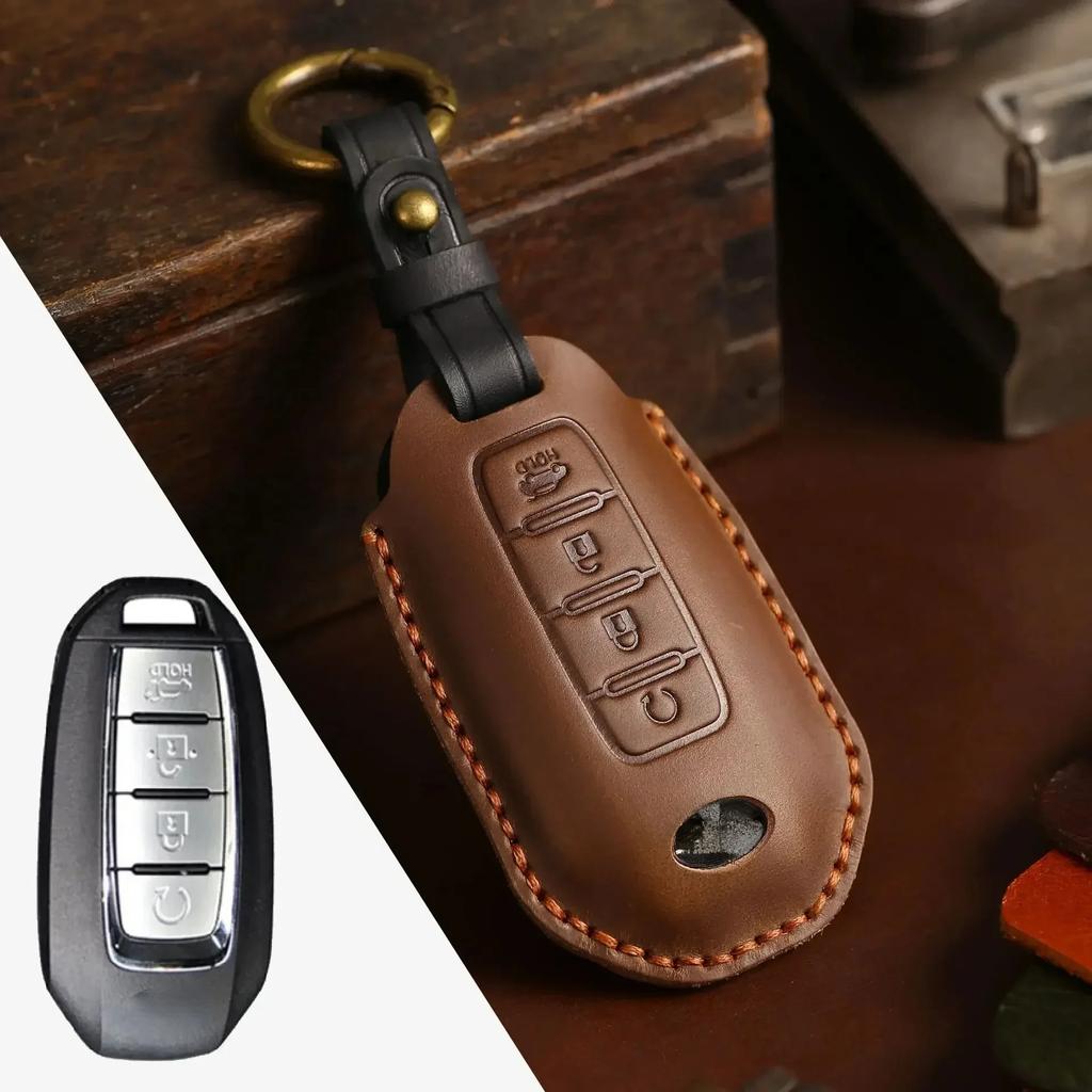 Leather Car Key Case Cover Holder Keychain Shell for Nissan Juke Leaf Micra K12 Note Patrol Qashqai J11 J10 Tiida Versa X Trail