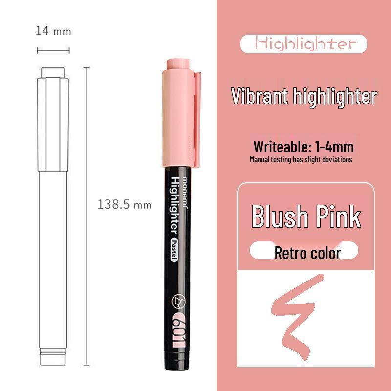 Monami 601 Korean Fluorescent Marker Pens, 12 Colors, Large Capacity, Creative Design (06021)