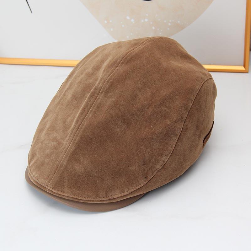 Early autumn new deerskin velvet old money wind retro painter hat women's autumn and winter simple small label showing a small face forward hat
