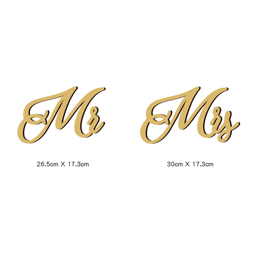 

1 Pair Wooden Chair Signs Mr Mrs Chair Back Hanging Pendant With Ribbon Chair Decor For Wedding Decorations gold