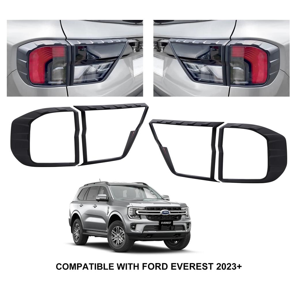2PCS/SET Matte Black Taillight Tail Lights Cover Rear Light Cover Protection For Ford Everest   2024 4X4 Car Accessories
