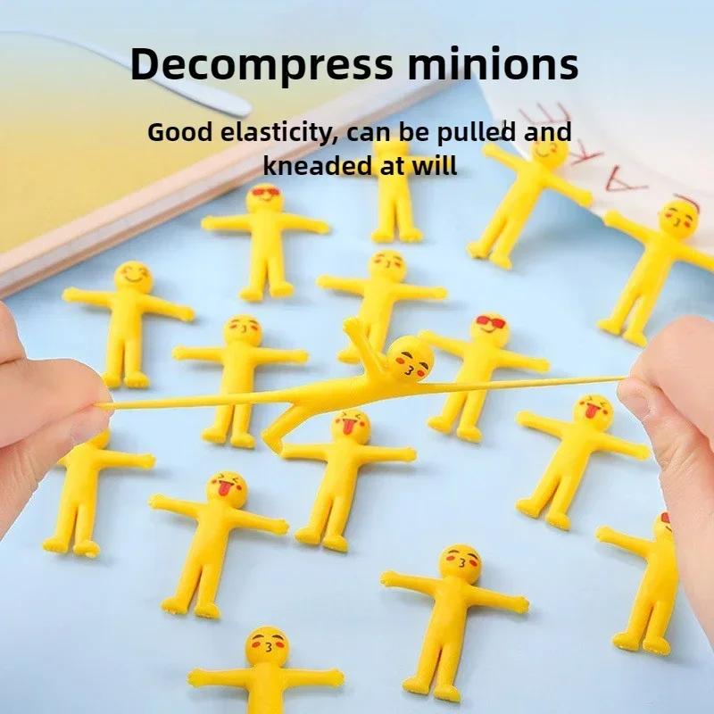 Cute Mini Monster Pull Toy Soft Yellow Plastic Stress Relief Fidget Kids Birthday Party Supplies Pinata Filler Gift Favors