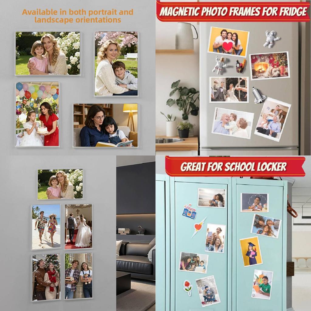Transparent Acrylic Photo Frame Magnetic Magnet For Photo Wall Diy Home Decoration