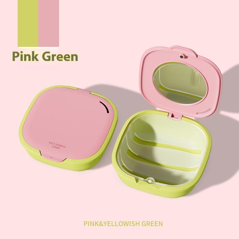 Футляр для ретейнеров с дренажной корзинкой, портативный футляр для капп, футляр для чистки полости рта, футляр для хранения зубных протезов, футляр для брекетов-элайнеров. светло-зеленый