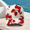 Casquette de baseball imprimée florale rouge, Chapeau à motif de plantes tropicales, Casquette style vacances d'été, Unisexe, Réglable, Convient pour la plage A