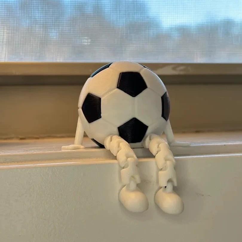 Sports Ball Figurine Collection,Miniatures Ball Sports Set with Articulated Leg, Funny 3D Printed Golf,Basketball,Soccer Desktop Decor,Office Desk